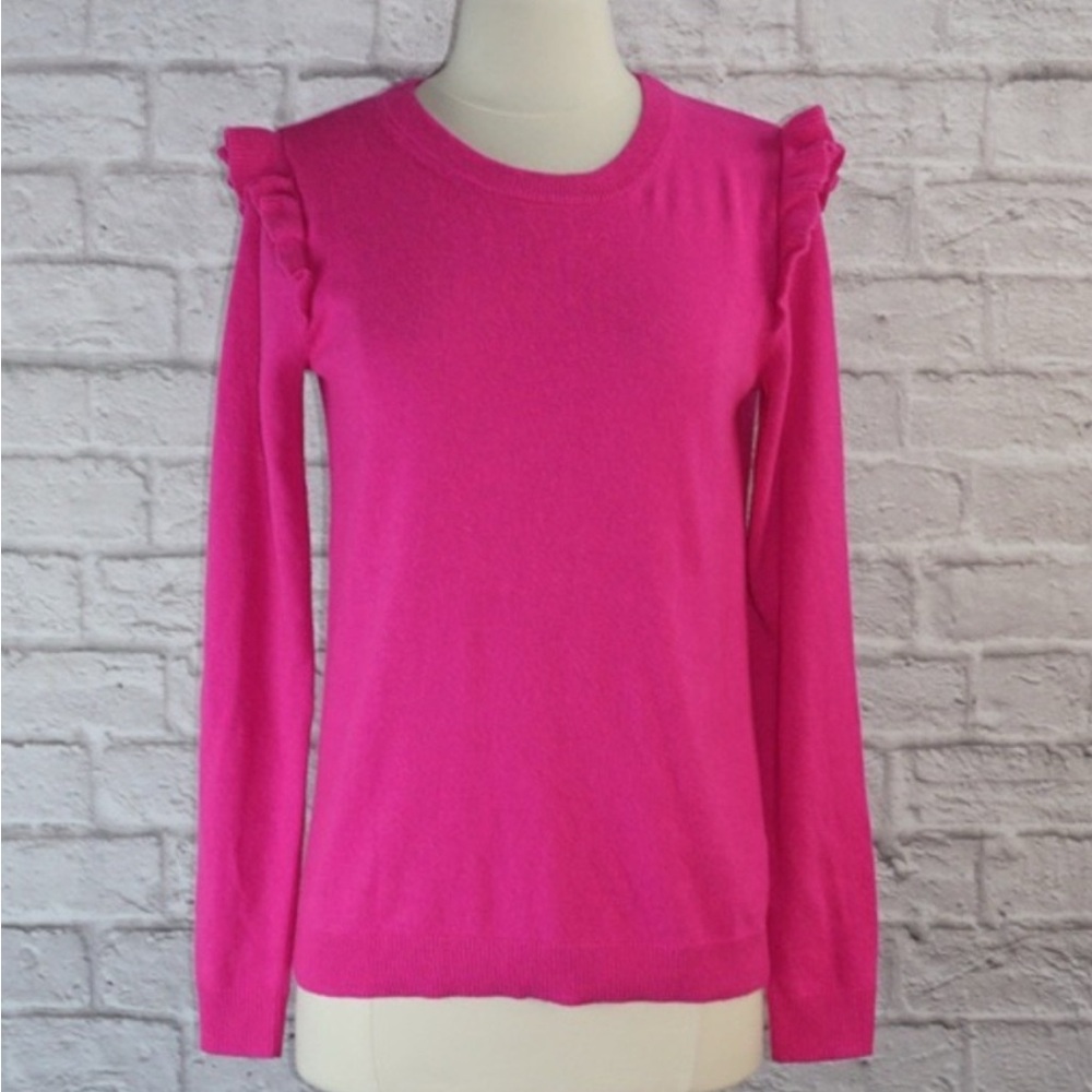 J Crew Pink Ruffle Sleeve Women's Sweater